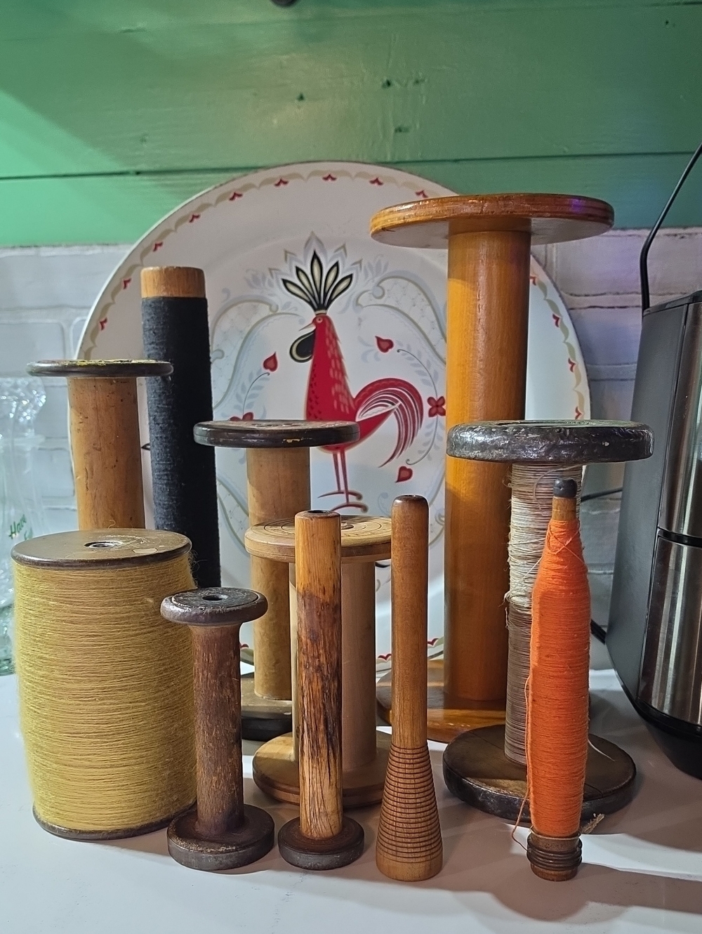 Assorted Vintage Wooden Spools & Bobbins